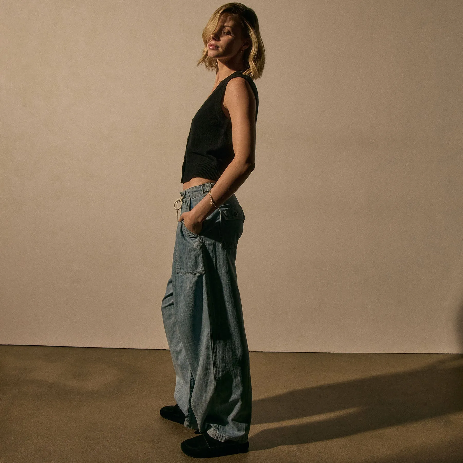 Soft Featherweight Cashmere Buttoned Vest - Black sold by James Perse product image thumbnail 3