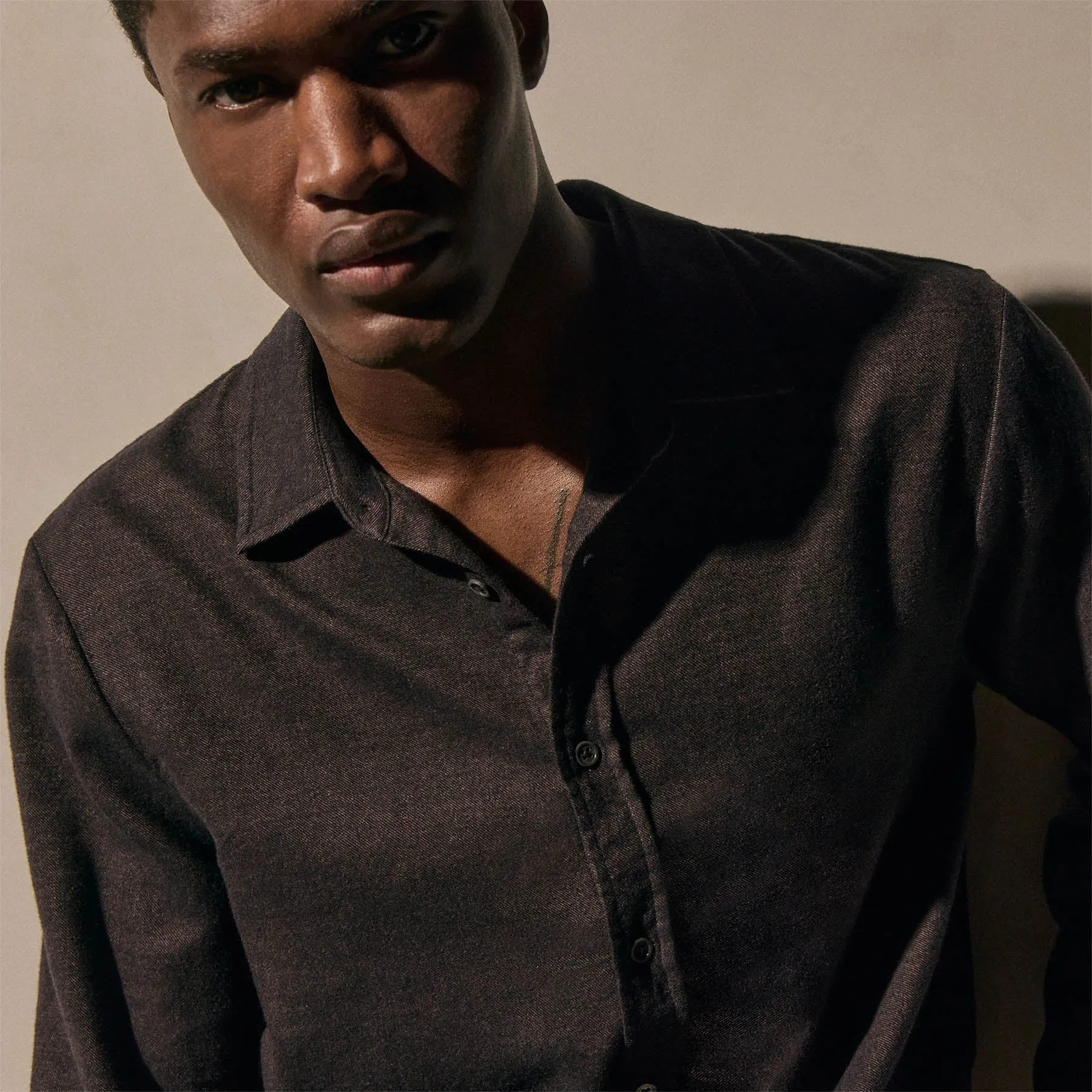 Refined Cotton Flannel Shirt - Cocoa sold by James Perse product image thumbnail 2