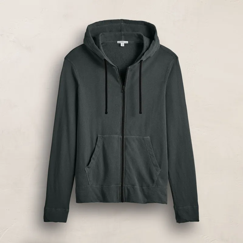 Vintage French Terry Zip Up Hoodie - Fern sold by James Perse