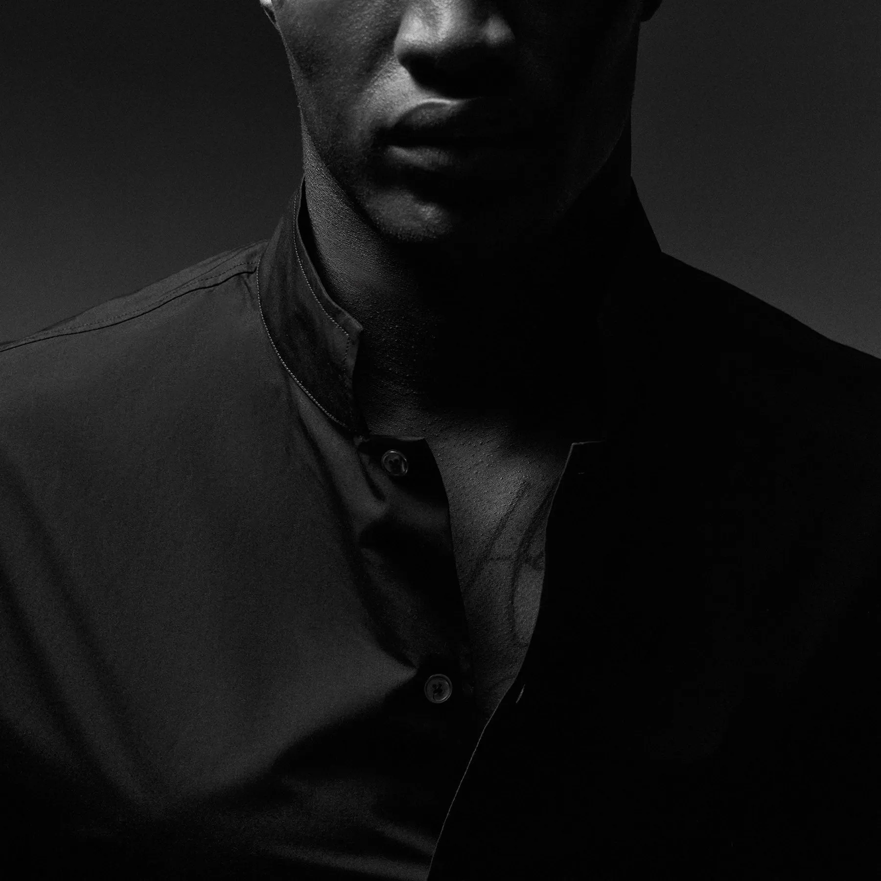 Poplin Collarless Shirt - Black sold by James Perse product image thumbnail 3