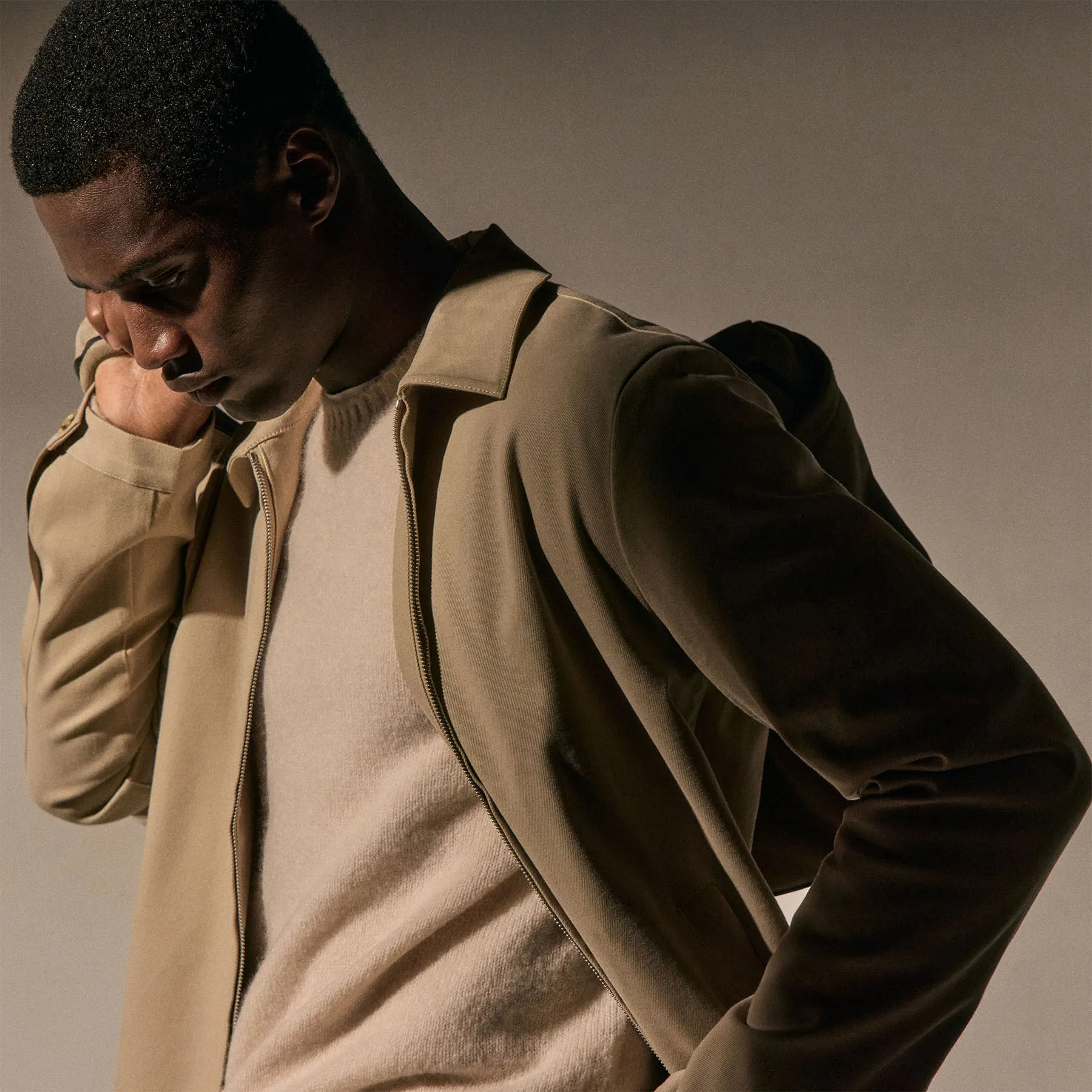 Zip Front Coach Jacket - Light Khaki sold by James Perse product image thumbnail 3