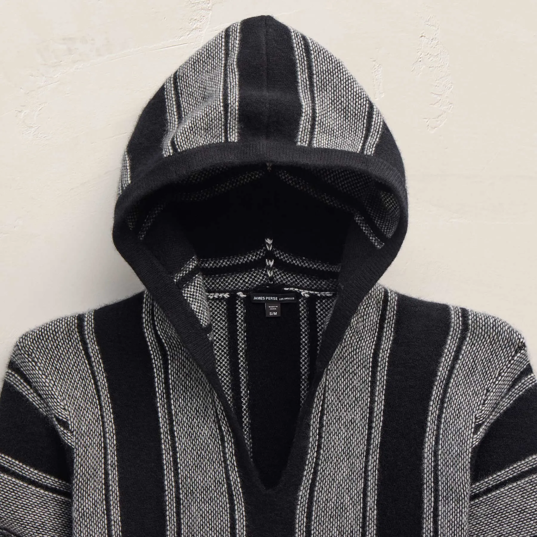 Baja Stripe Cashmere Poncho - Black Stripe sold by James Perse product image thumbnail 3