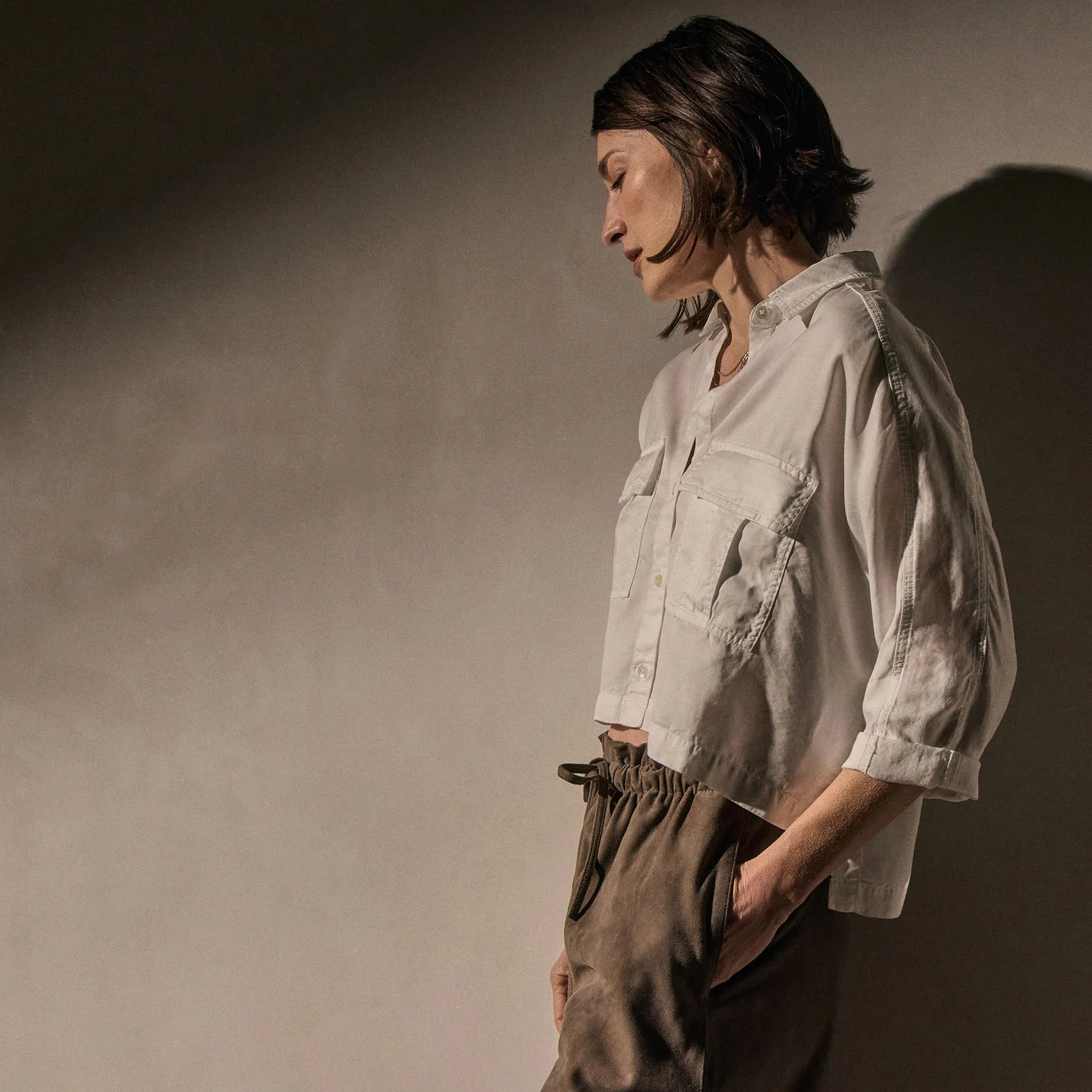 Pocket Cropped Shirt - White sold by James Perse product image thumbnail 2