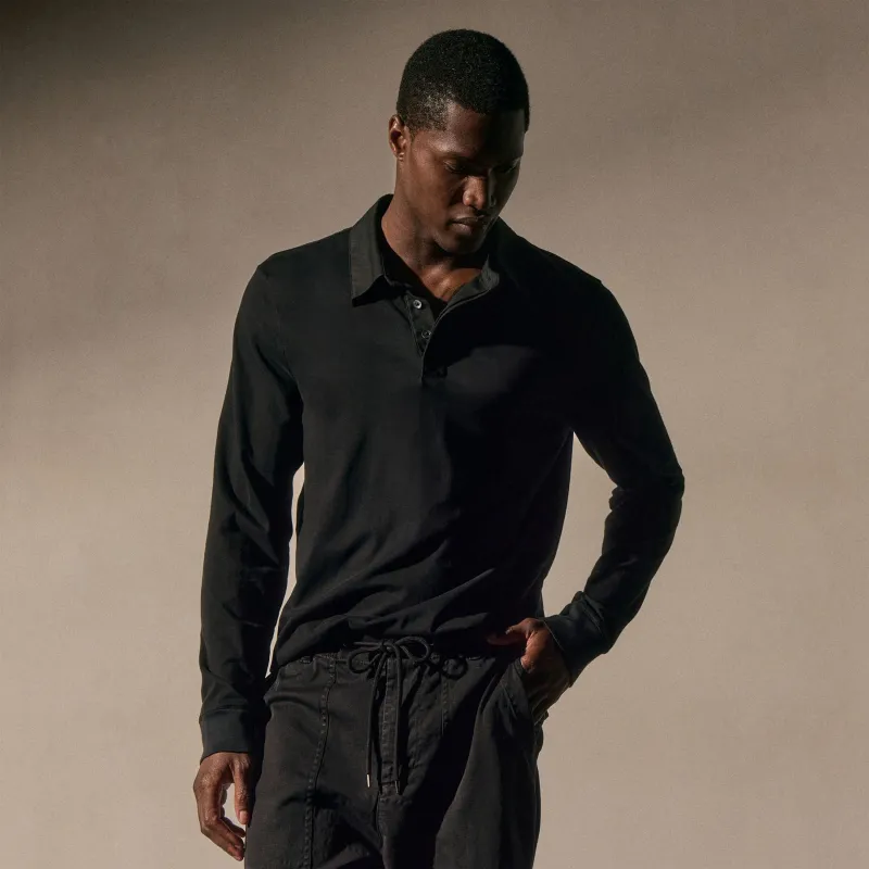 Heavy Luxe Rugby Polo - Black sold by James Perse