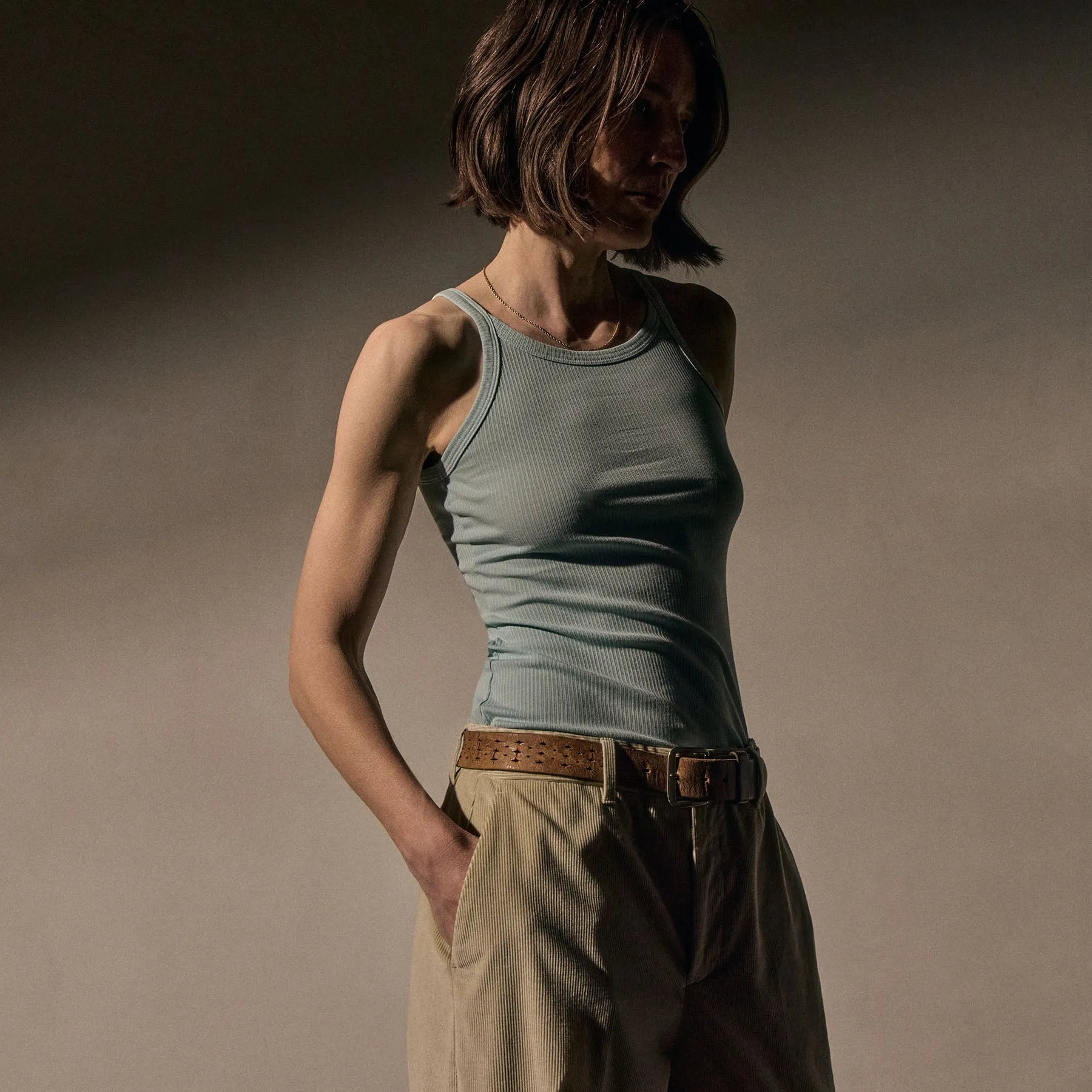 Ribbed High Neck Cami - Fresco Pigment sold by James Perse product image thumbnail 2