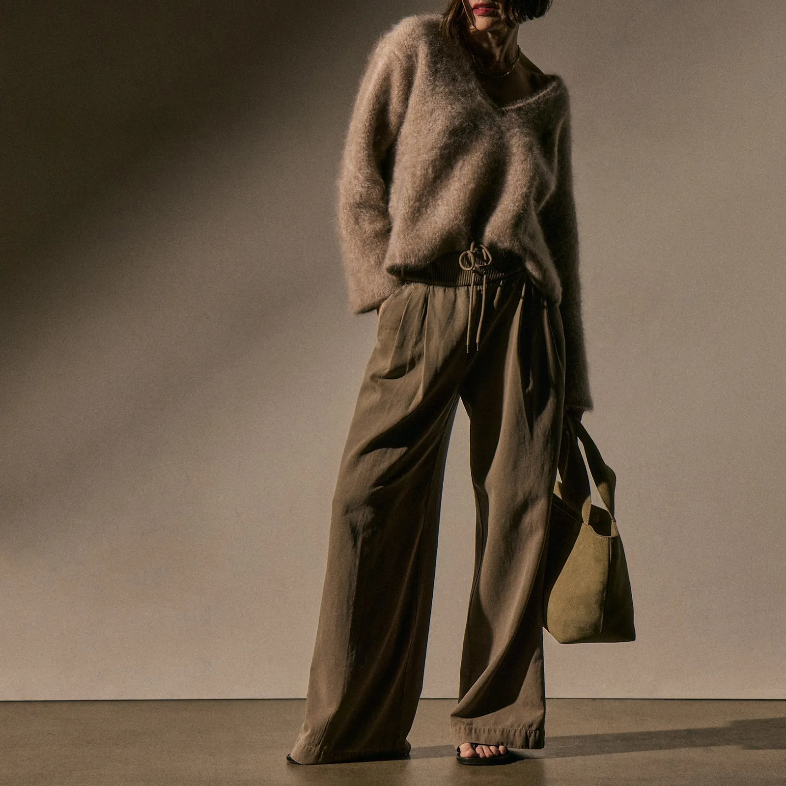 Ribbed Waist Wide Leg Pant - Fawn Pigment sold by James Perse product image thumbnail 4