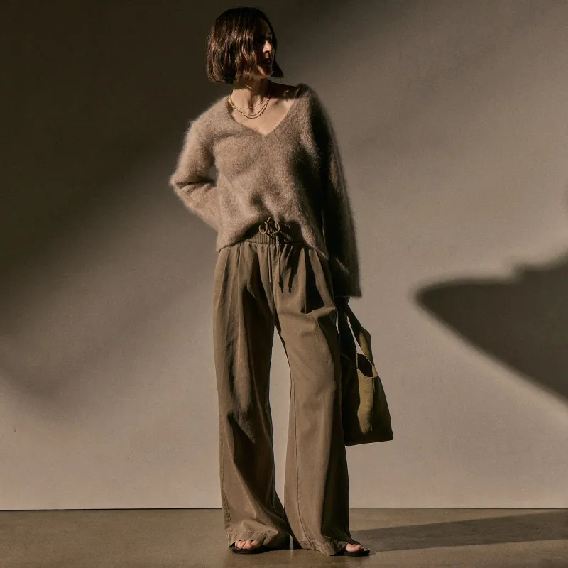 Ribbed Waist Wide Leg Pant - Fawn Pigment sold by James Perse