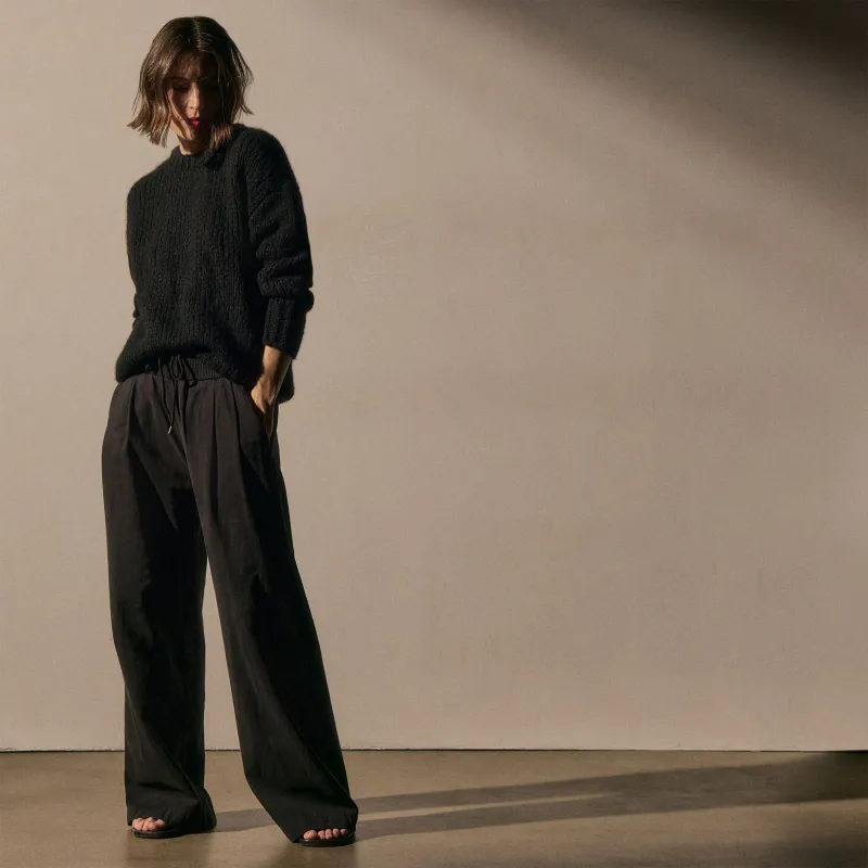 Ribbed Waist Wide Leg Pant - Black sold by James Perse