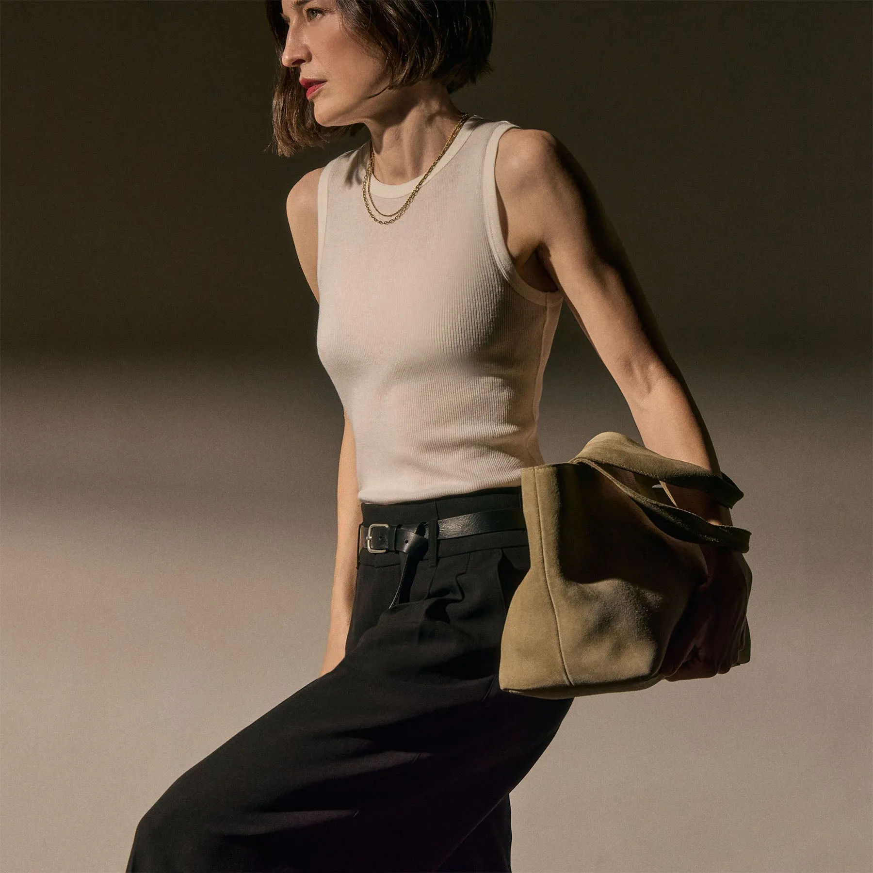 Cotton Gauze Ribbed Tank - Everest White sold by James Perse