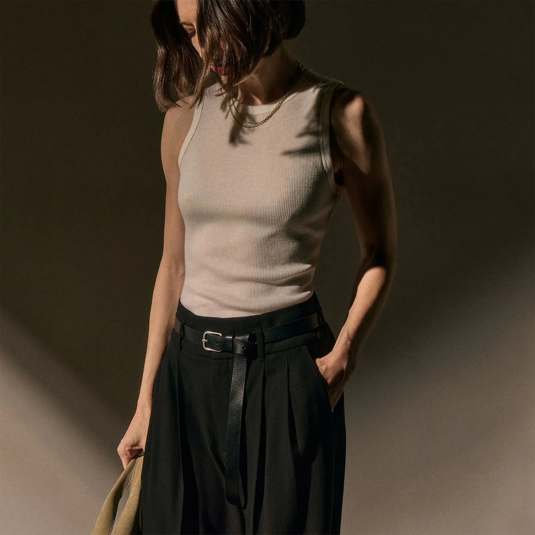 Cotton Gauze Ribbed Tank - Everest White sold by James Perse product image thumbnail 2