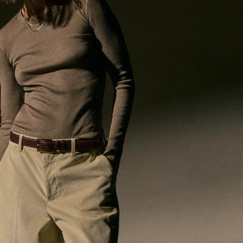 Cotton Gauze Ribbed Long Sleeve Crew - Caribou sold by James Perse