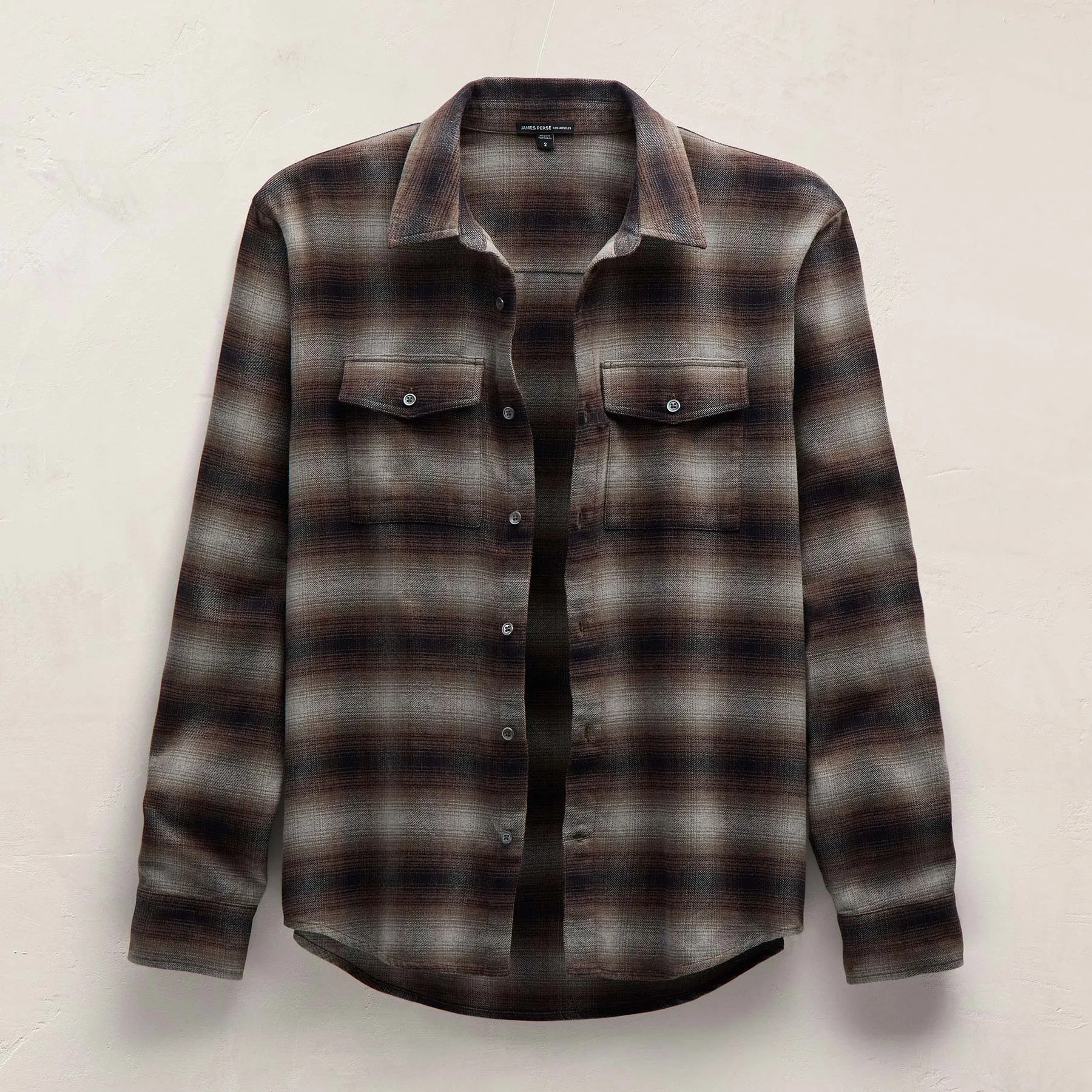 Soft Flannel Plaid Shirt - Cocoa Plaid sold by James Perse product image thumbnail 2
