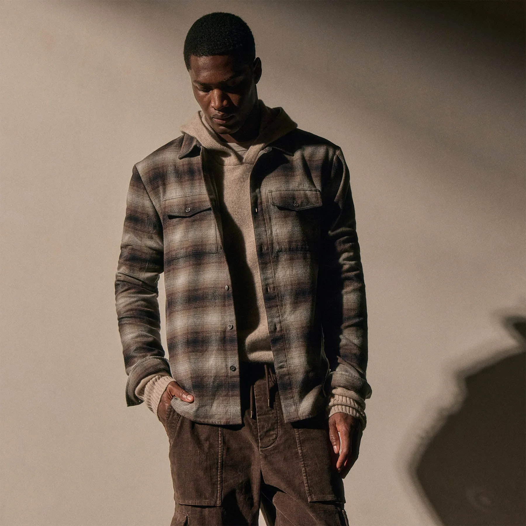 Soft Flannel Plaid Shirt - Cocoa Plaid sold by James Perse