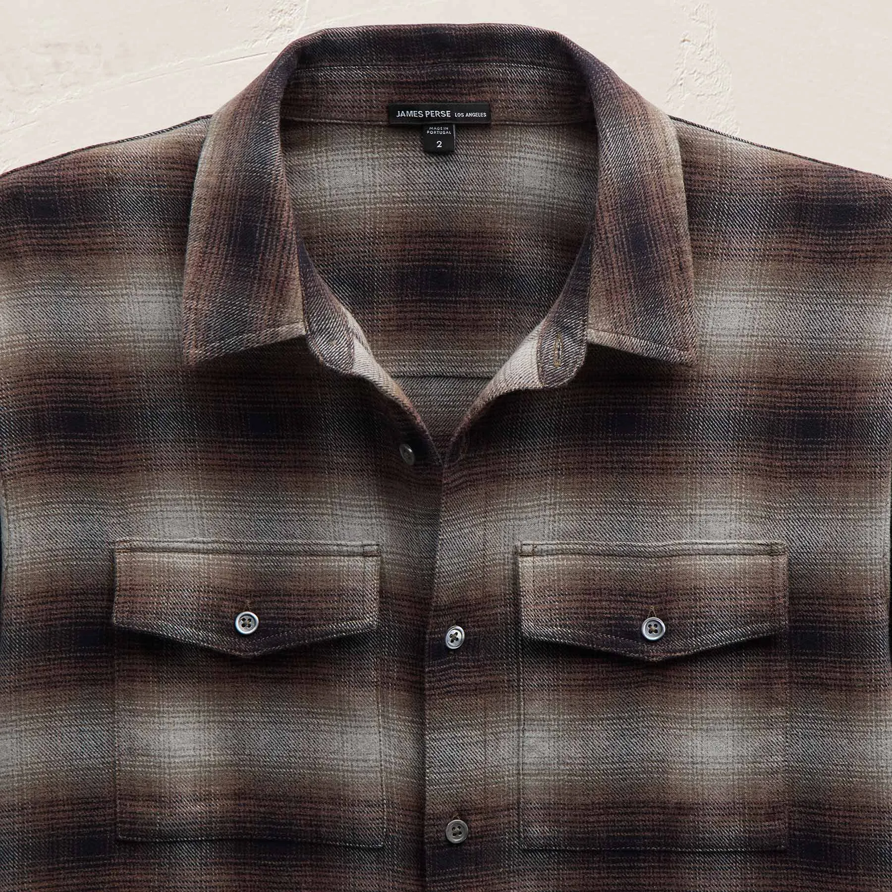 Soft Flannel Plaid Shirt - Cocoa Plaid sold by James Perse product image thumbnail 4