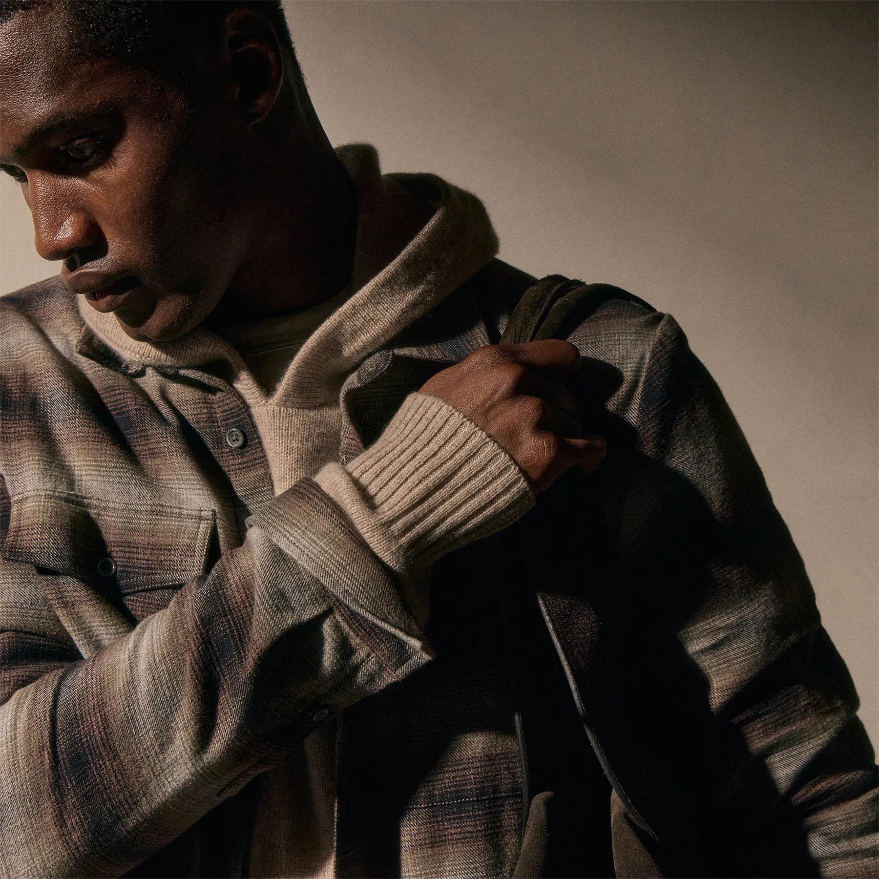 Soft Flannel Plaid Shirt - Cocoa Plaid sold by James Perse product image thumbnail 3