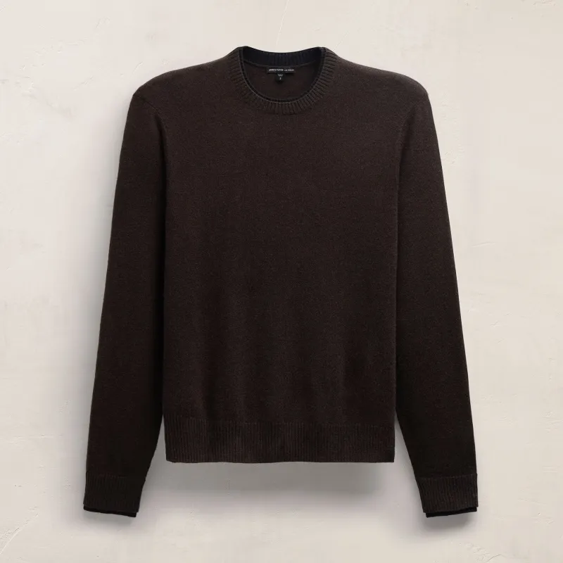 Contrast Trim Cashmere Crew - Kona/Black sold by James Perse
