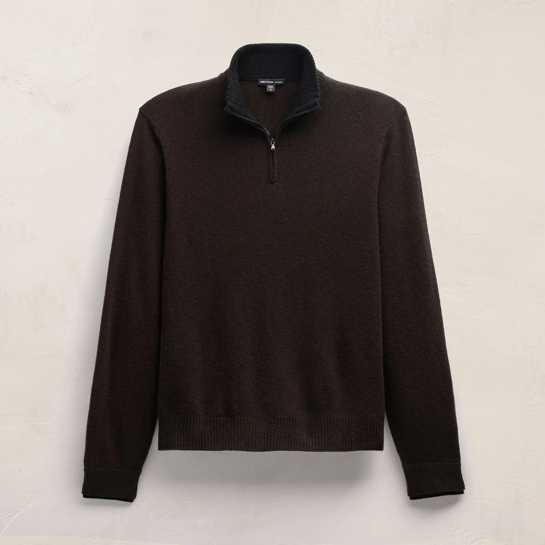 Half Zip Cashmere Funnel Neck - Kona/Black sold by James Perse