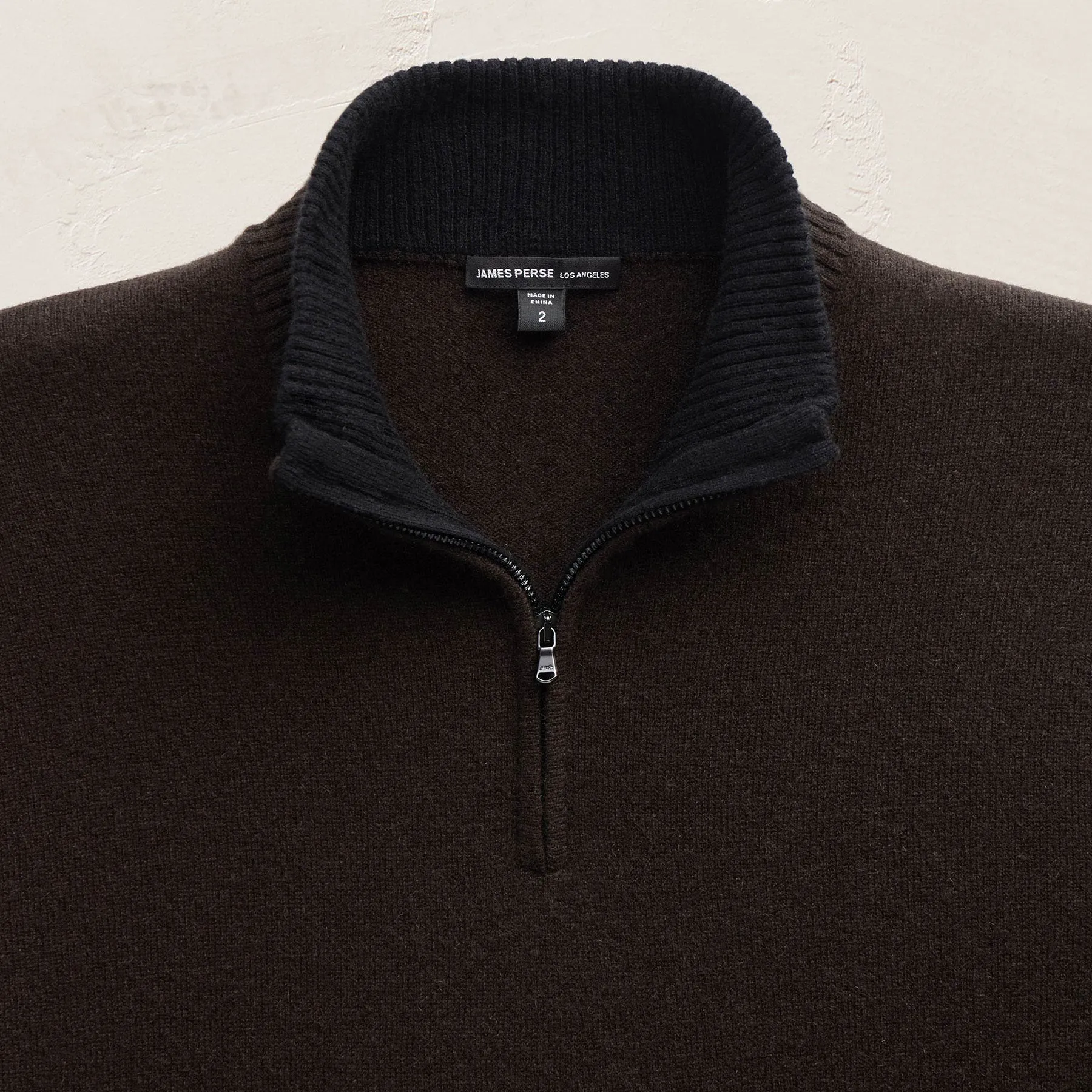 Half Zip Cashmere Funnel Neck - Kona/Black sold by James Perse product image thumbnail 2