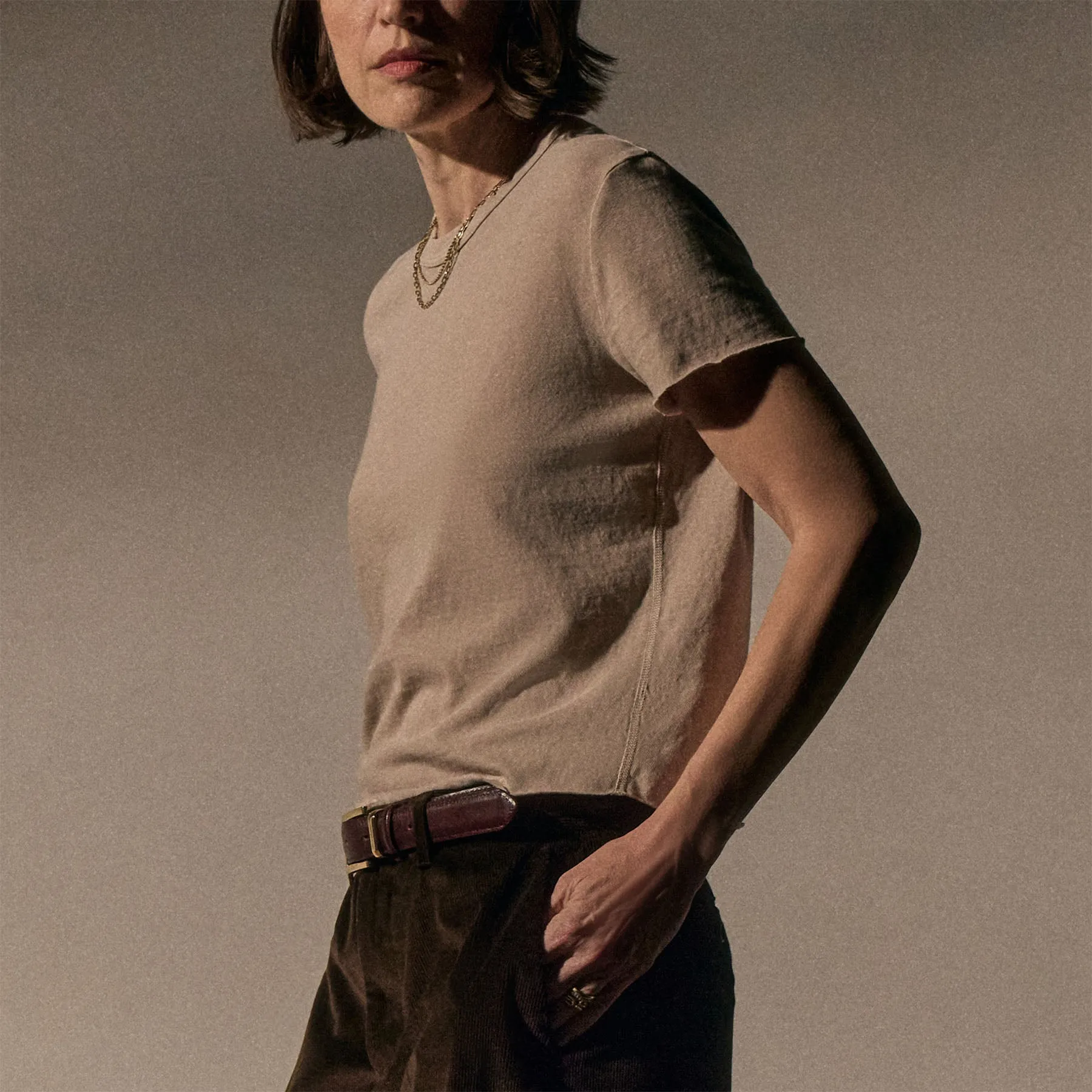 Slub Jersey Shrunken Tee - Stone Pigment sold by James Perse