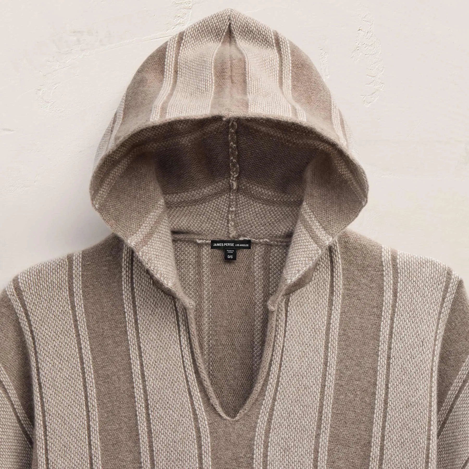 Baja Stripe Cashmere Poncho - Natural Stripe sold by James Perse product image thumbnail 4