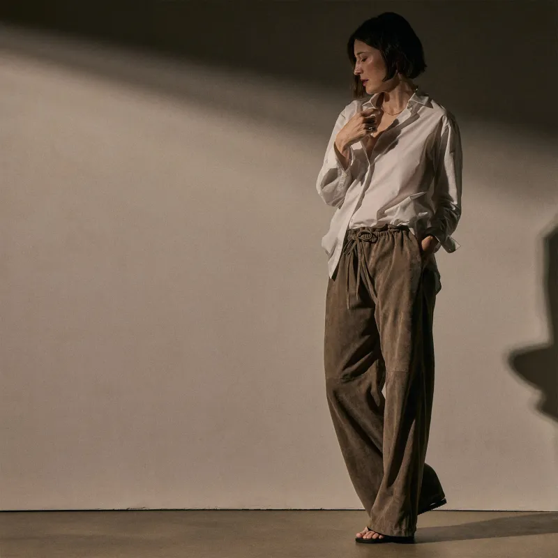 Suede Paperbag Pant - Caribou sold by James Perse