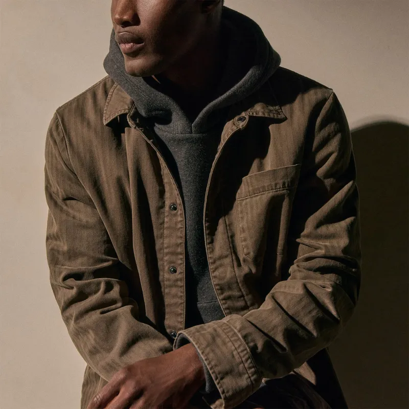 Herringbone Twill Shirt Jacket - Caribou Pigment sold by James Perse