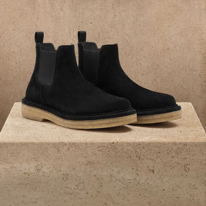 Men's Suede Chelsea Boot - Black sold by James Perse