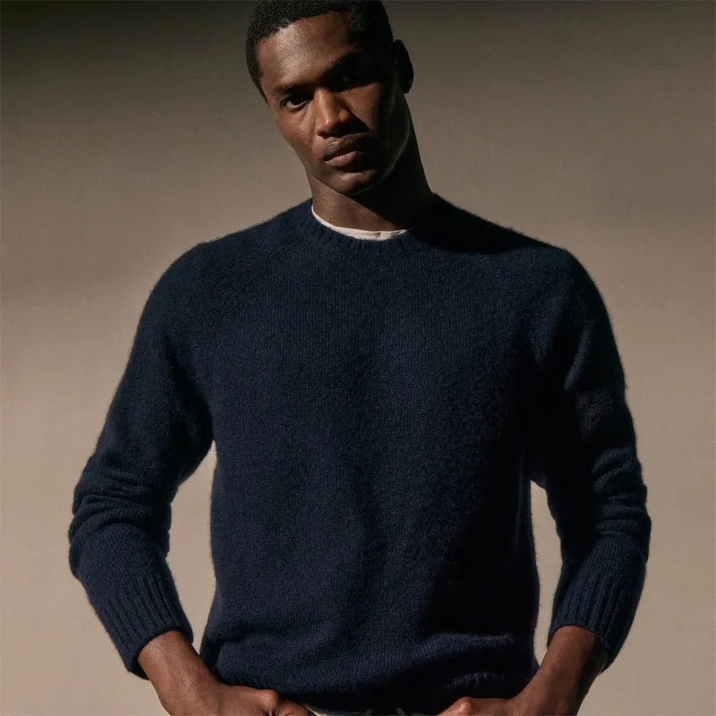 Lightweight Textured Cashmere Crew - Deep Navy sold by James Perse
