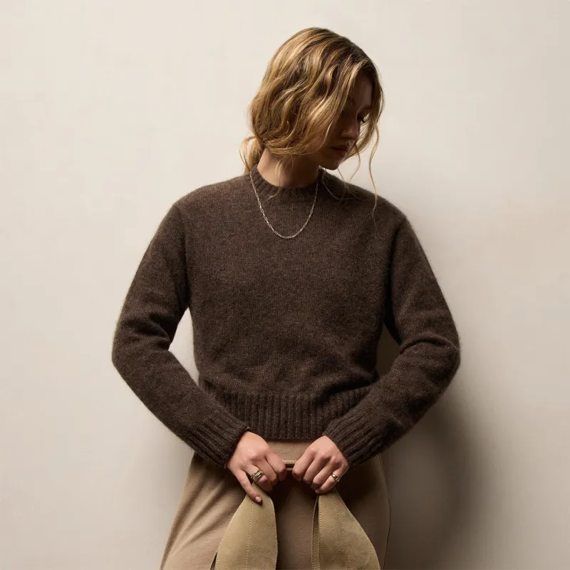 Lightweight Textured Cashmere Crew - Bark sold by James Perse