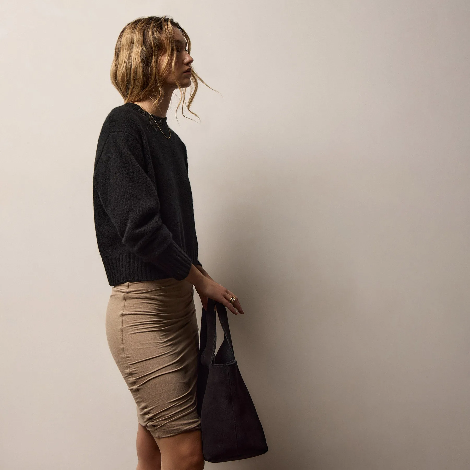 Lightweight Textured Cashmere Crew - True Black sold by James Perse product image thumbnail 2