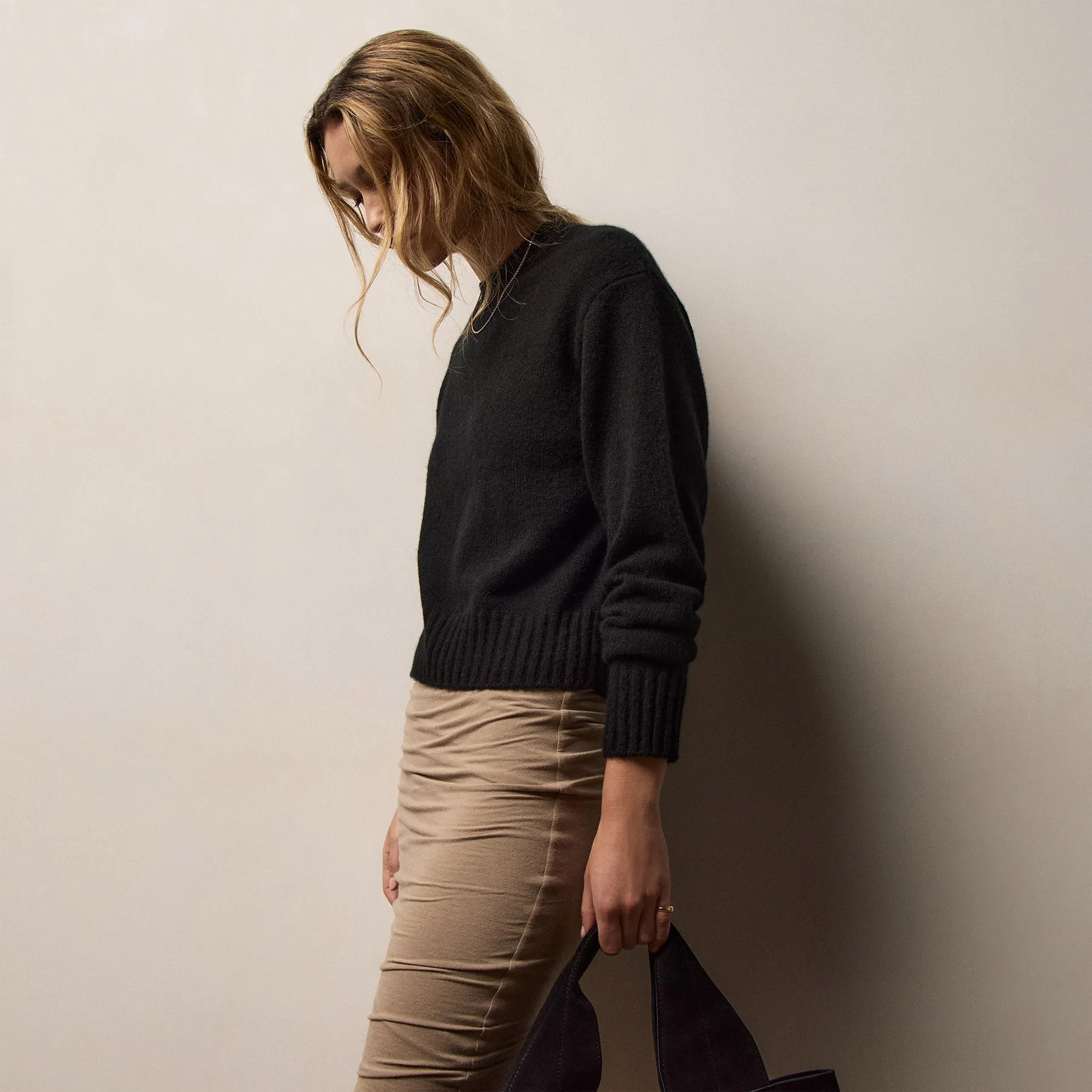 Lightweight Textured Cashmere Crew - True Black sold by James Perse product image thumbnail 3