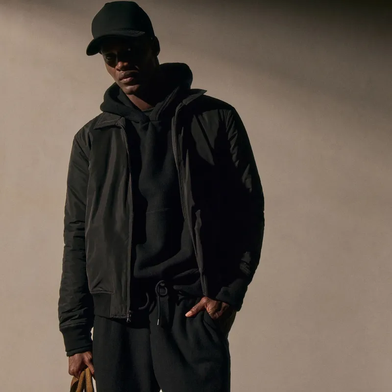 Recycled Twill Bomber Jacket - Black sold by James Perse