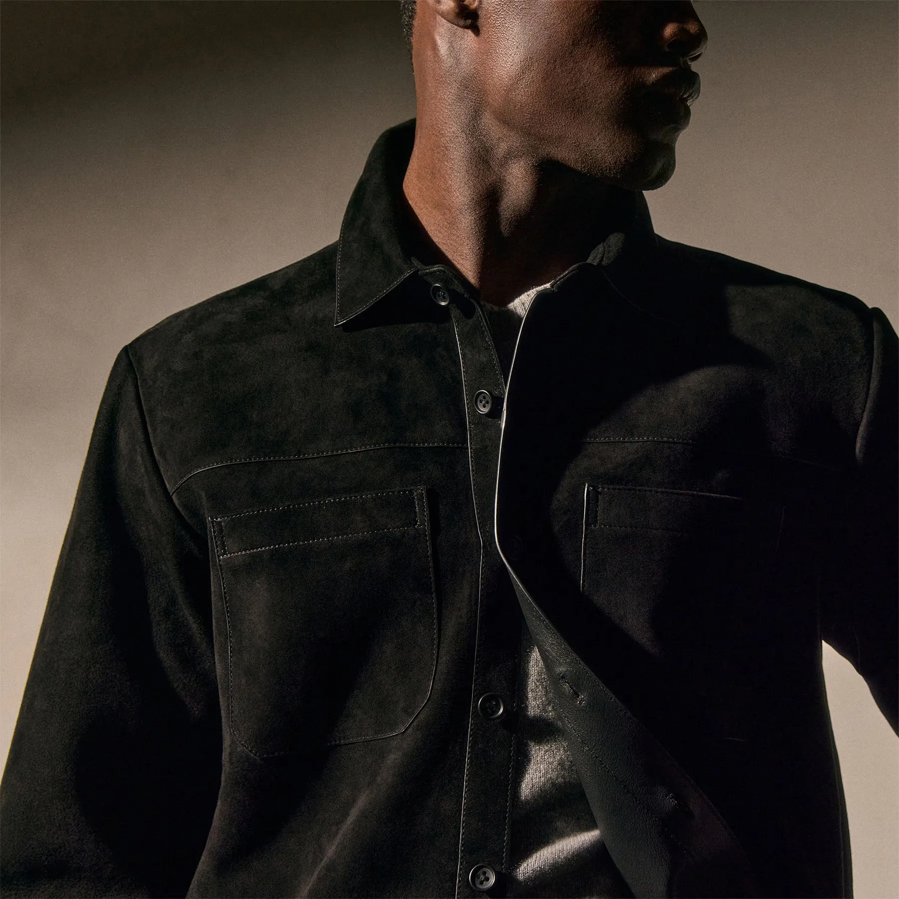 Suede Western Shirt - Black sold by James Perse product image thumbnail 3