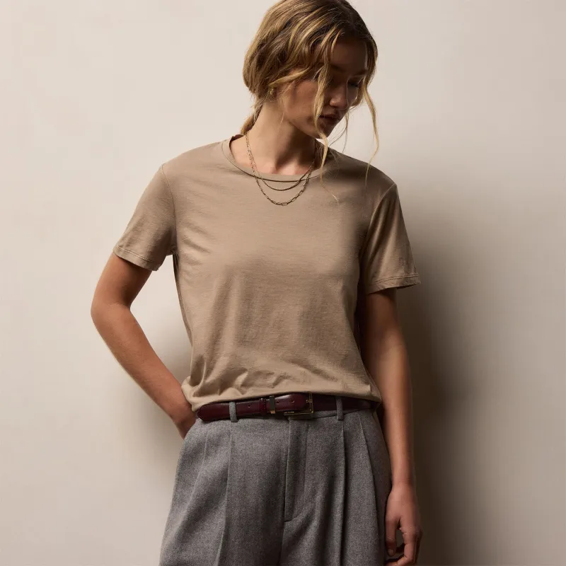 Luxe Lotus Jersey Crew - Coffee sold by James Perse