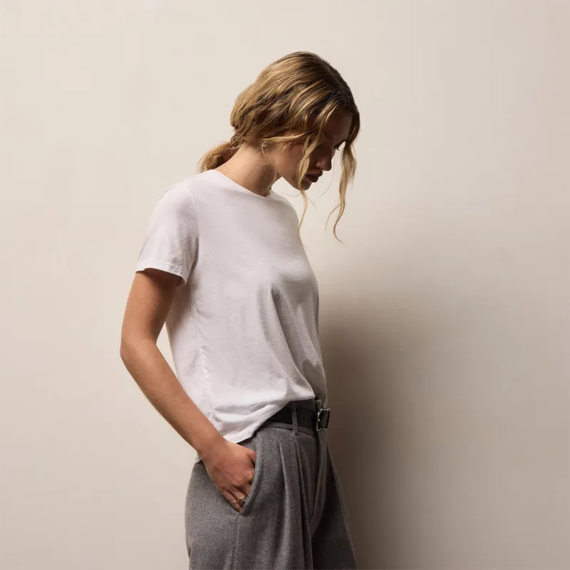 Luxe Lotus Jersey Crew - White sold by James Perse