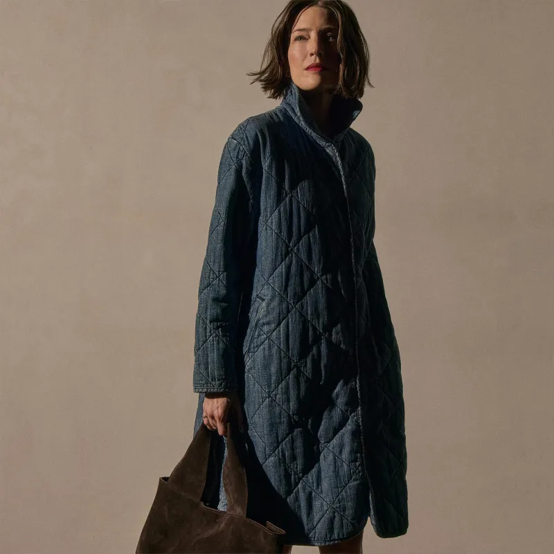 Denim Quilted Jacket - Medium Wash sold by James Perse