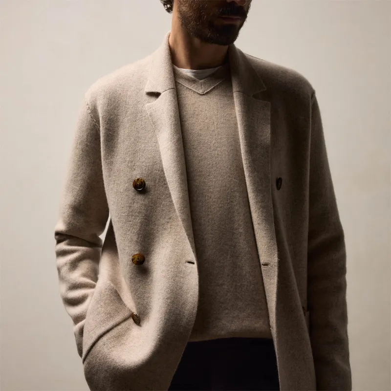 Double Breasted Cashmere Blazer - Stone sold by James Perse