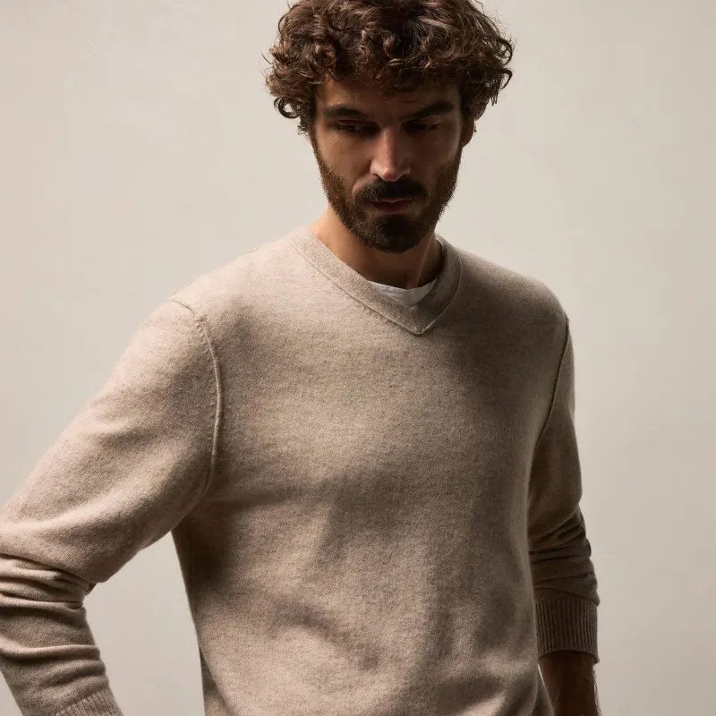 Cashmere V Neck Sweater - Stone sold by James Perse