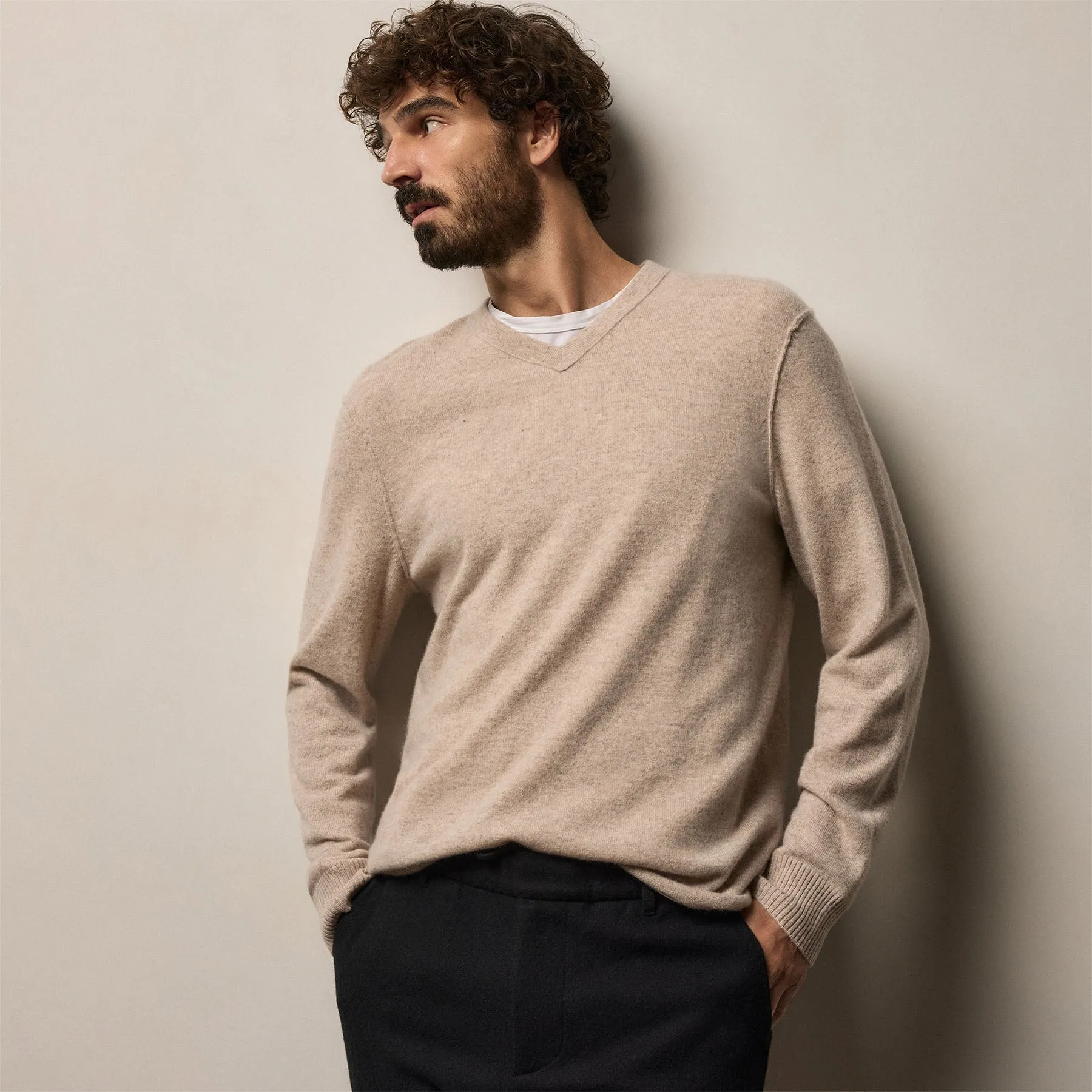 Cashmere V Neck Sweater - Stone sold by James Perse product image thumbnail 5