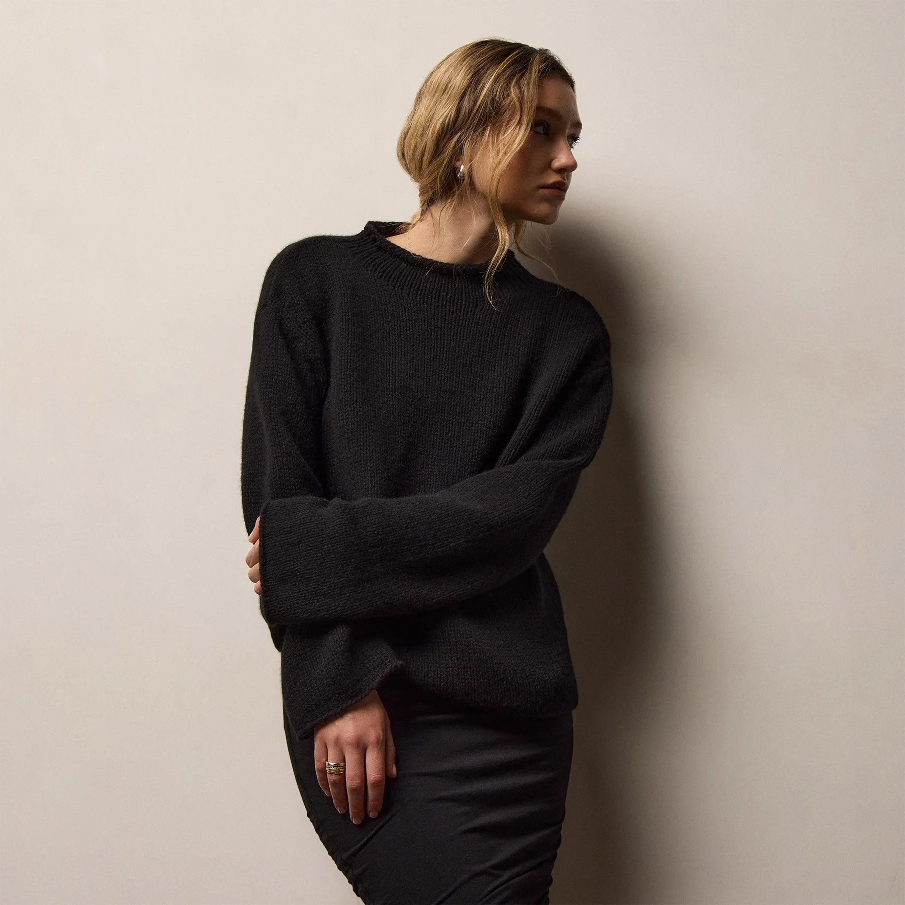 Heavy Spun Cashmere Sweater - Black sold by James Perse