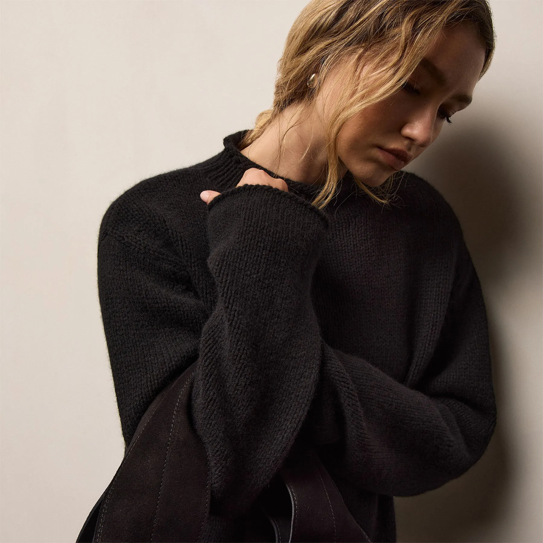 Heavy Spun Cashmere Sweater - Black sold by James Perse product image thumbnail 3