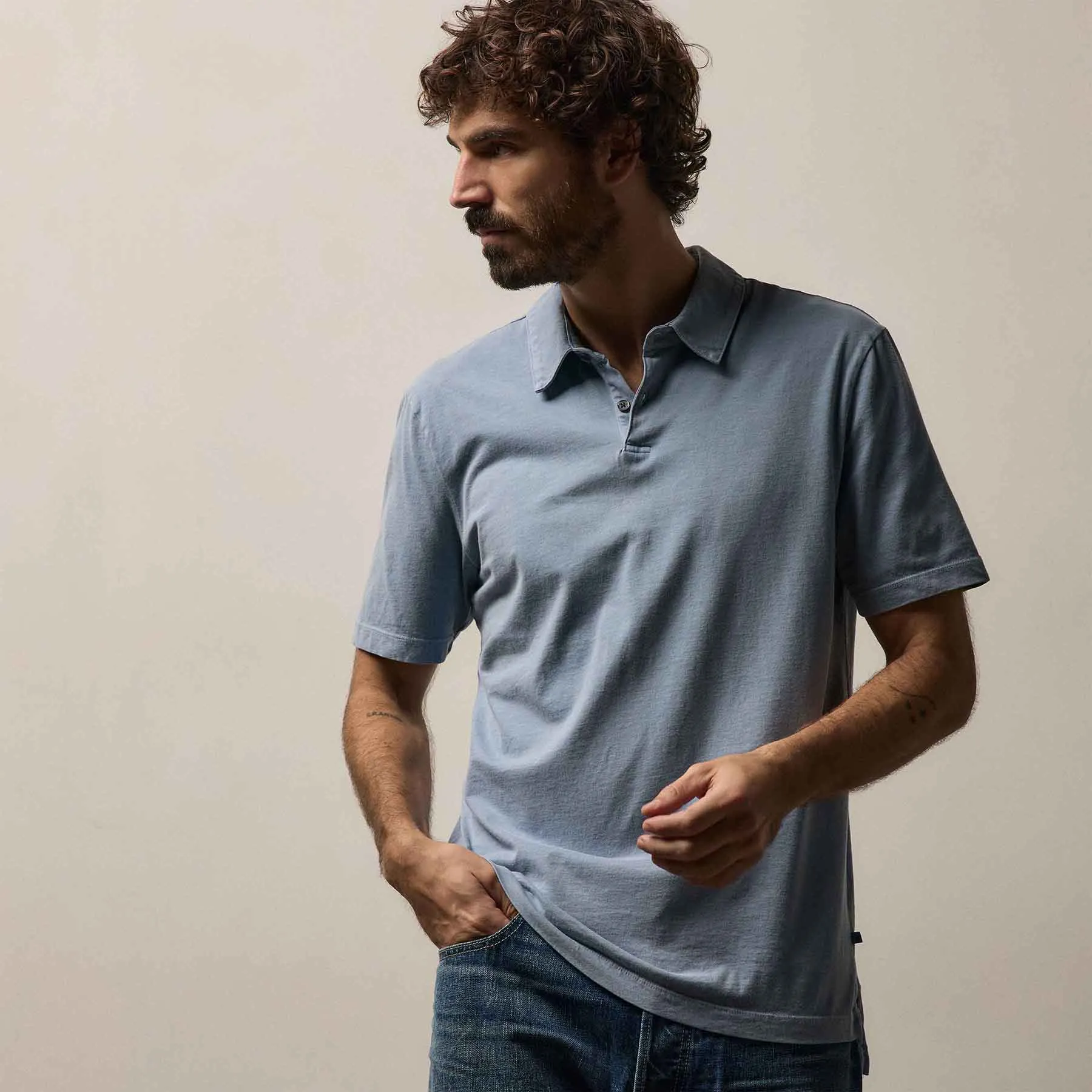 Sueded Jersey Polo - Ocean Pigment sold by James Perse product image thumbnail 2