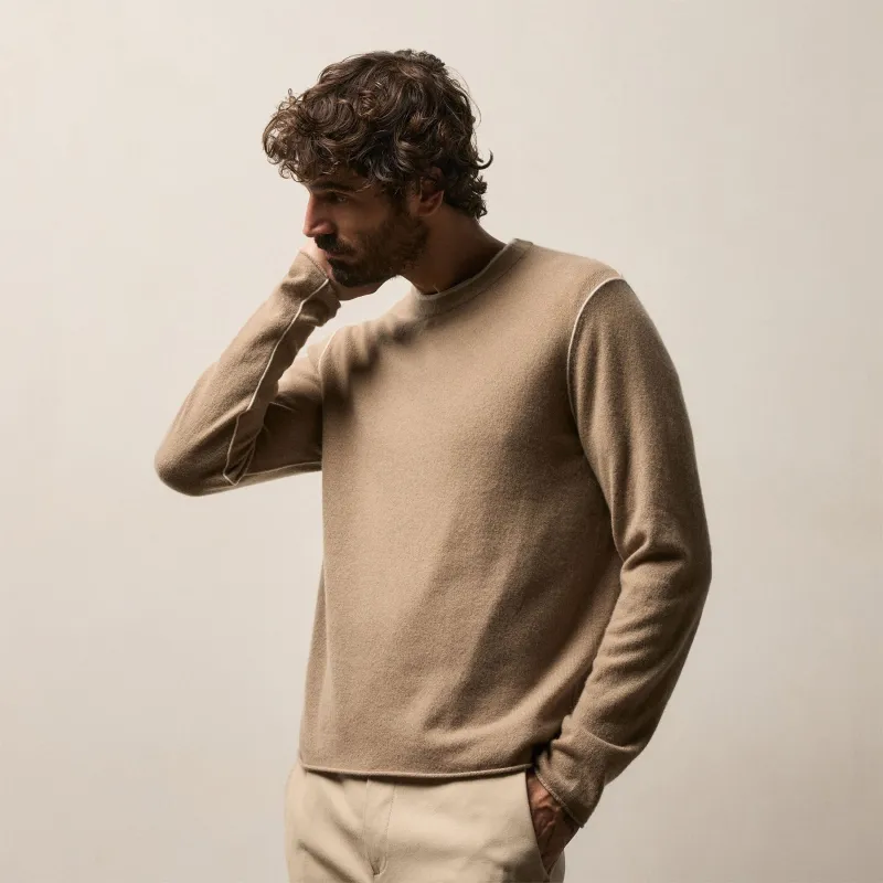 Italian Spun Cashmere Crewneck - Coffee/Stucco sold by James Perse