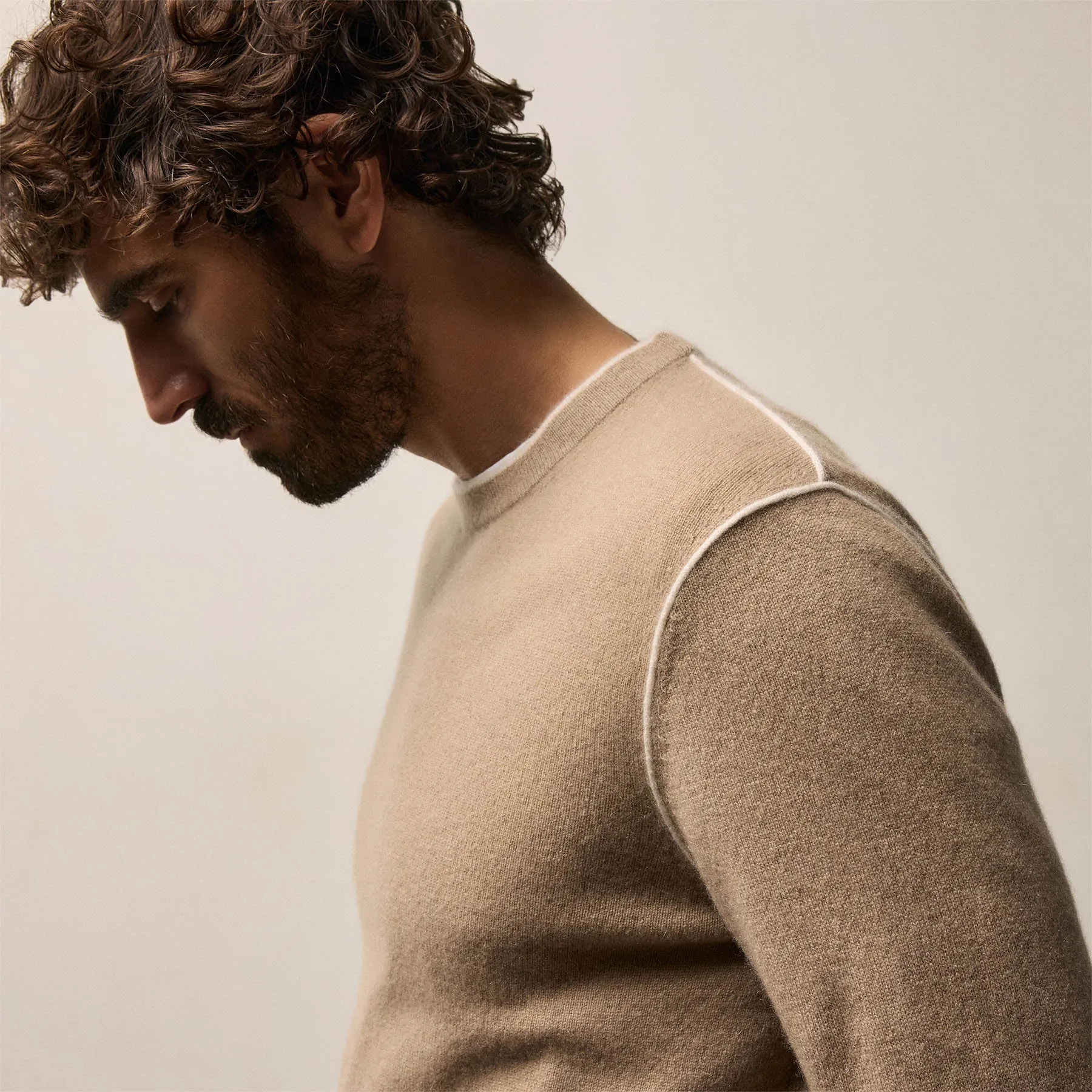 Italian Spun Cashmere Crewneck - Coffee/Stucco sold by James Perse product image thumbnail 3