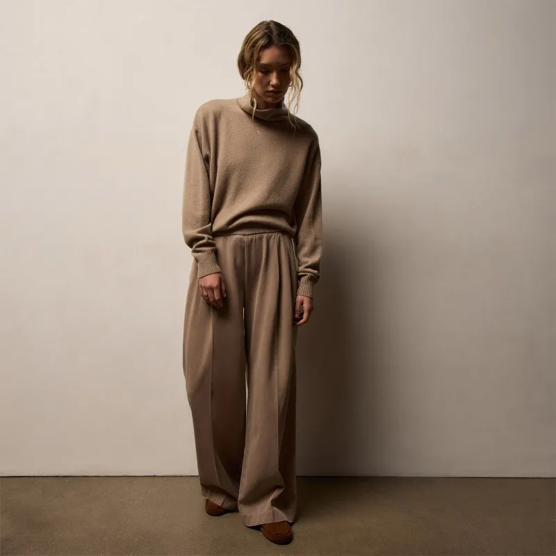 Ribbed Waist Wide Leg Pant - Coffee Pigment sold by James Perse
