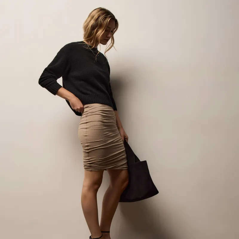 Melange Jersey Skirt - Coffee sold by James Perse