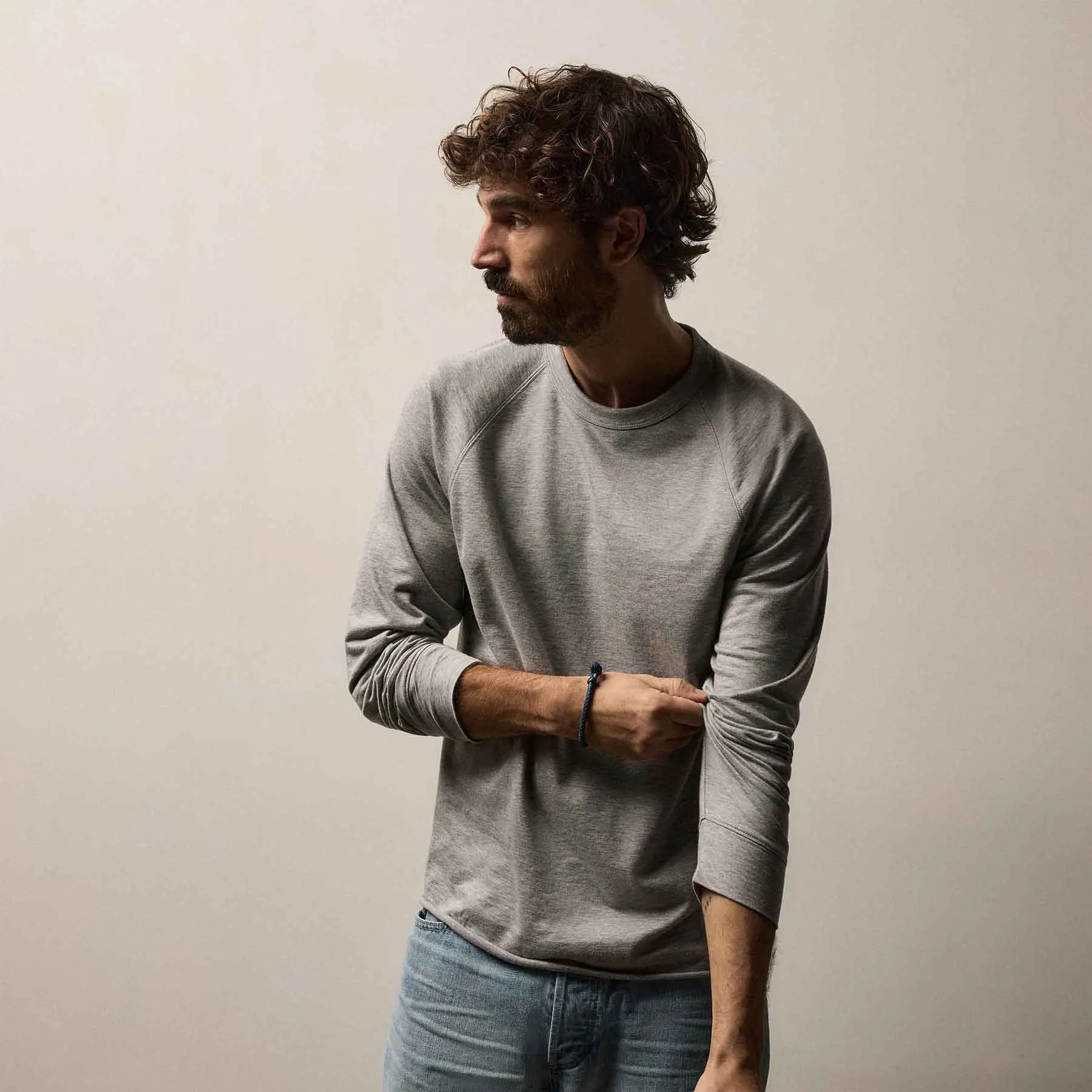 Fine French Terry Sweatshirt - Heather Grey sold by James Perse