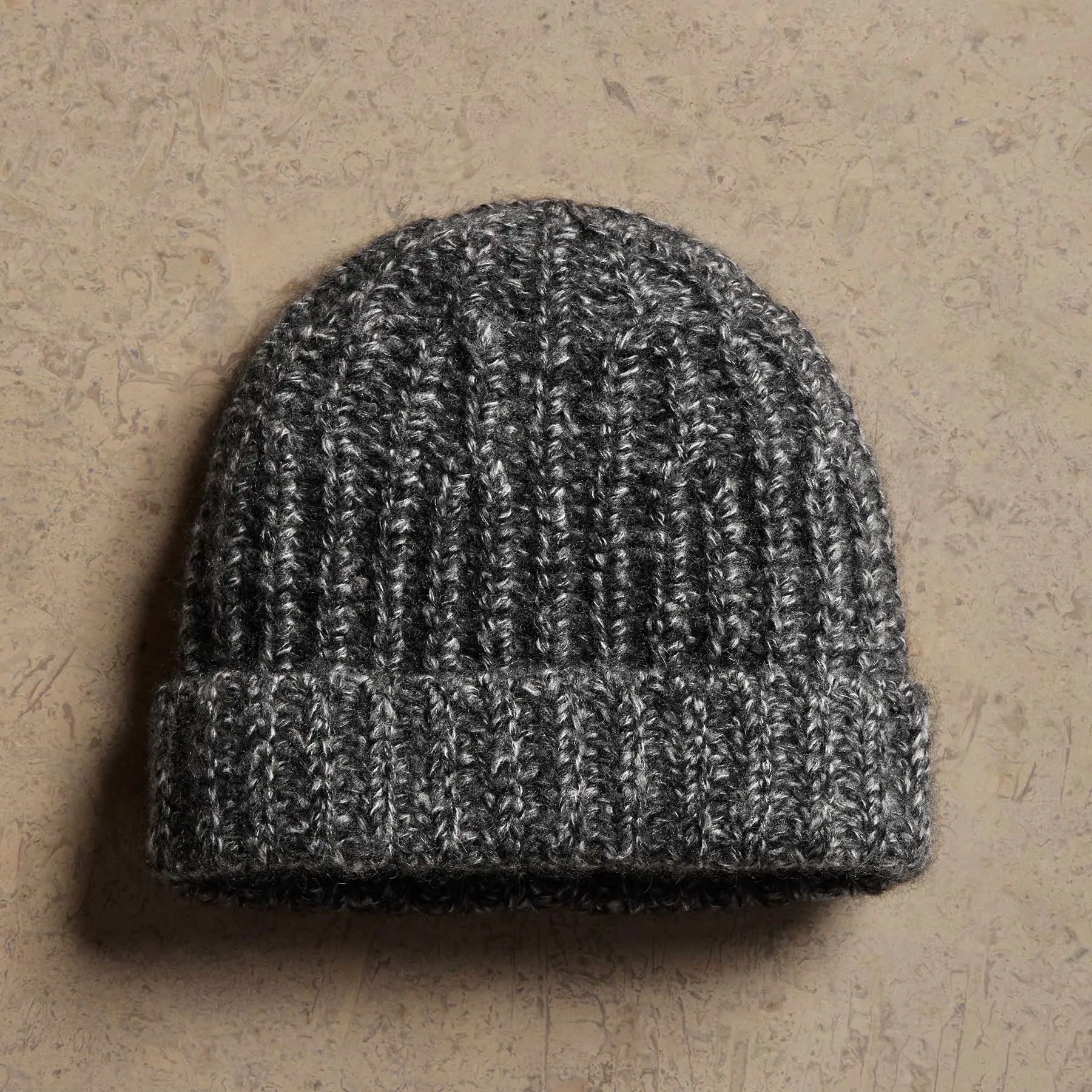 Cashmere Silk Marl Beanie - Black Mix sold by James Perse
