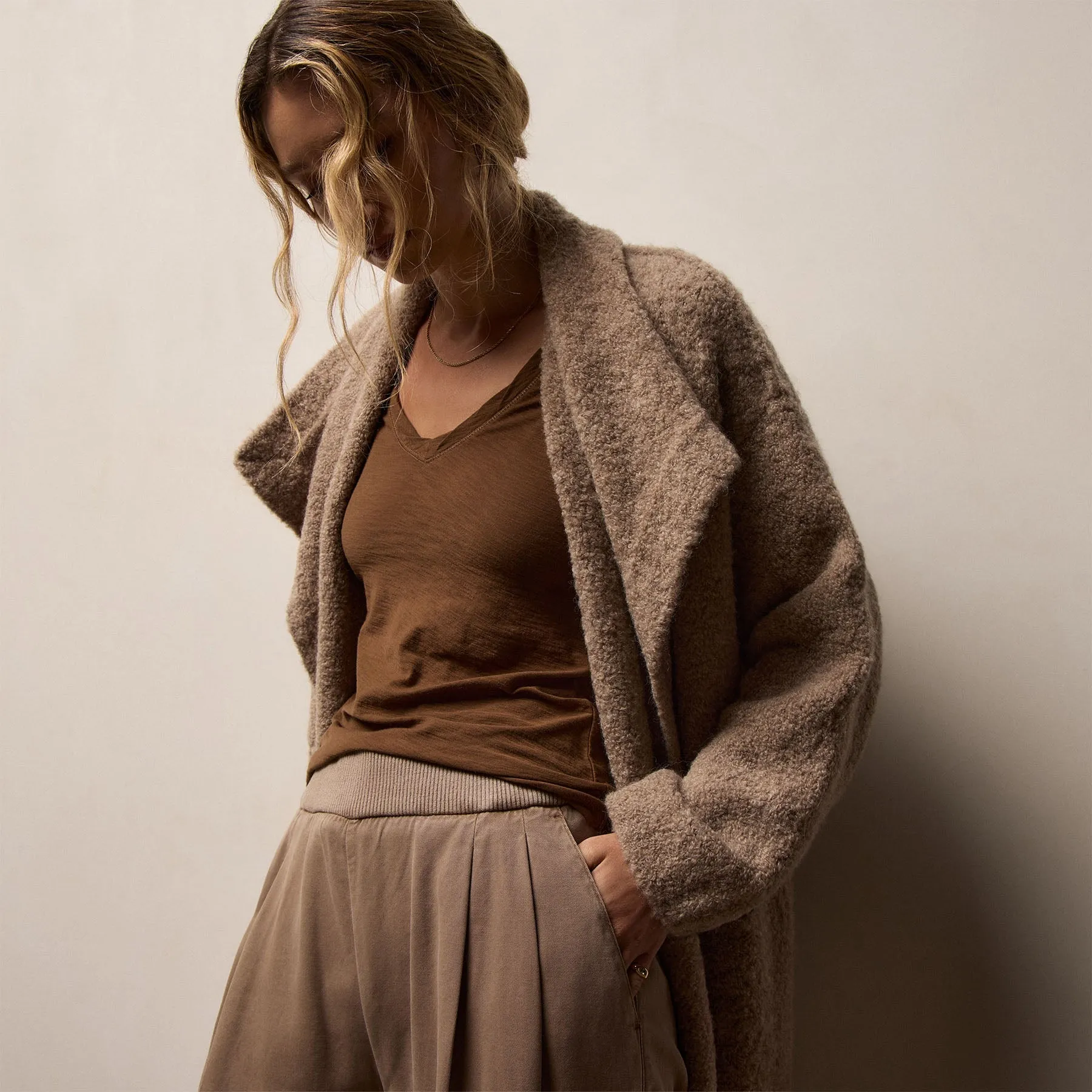 Sheer Slub Casual V Neck - Gingerbread sold by James Perse product image thumbnail 2