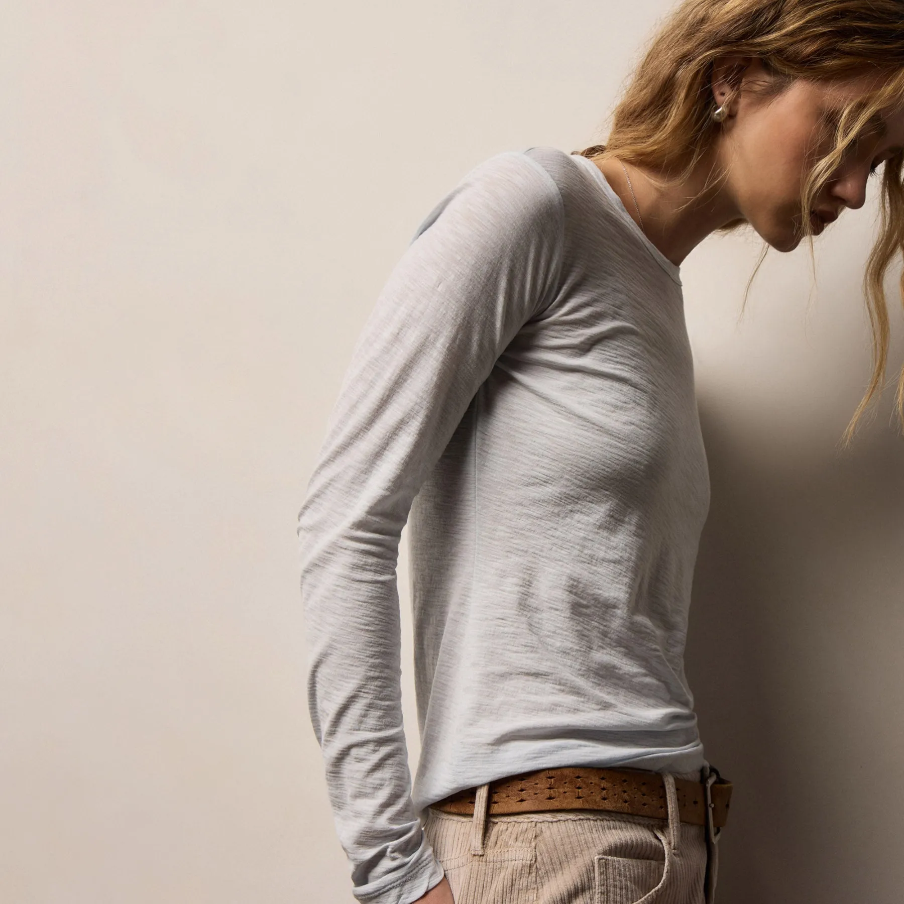 Sheer Slub Long Sleeve Crew - Memory sold by James Perse product image thumbnail 2